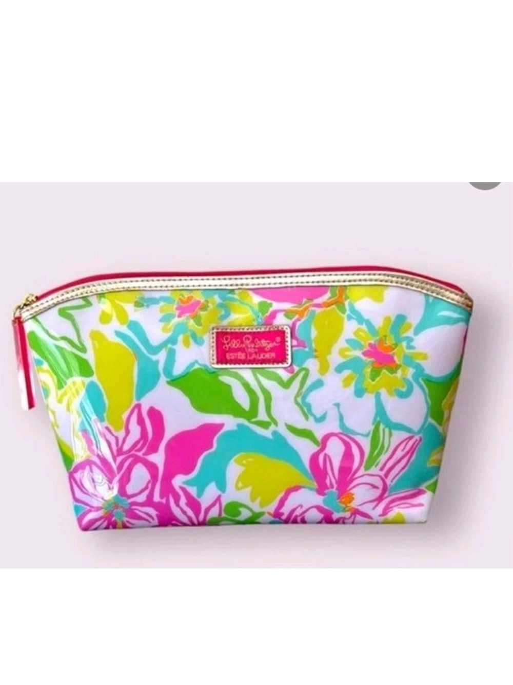 LILLY PULITZER + ESTEE LAUDER Pink Floral Large Cosmetic Bag